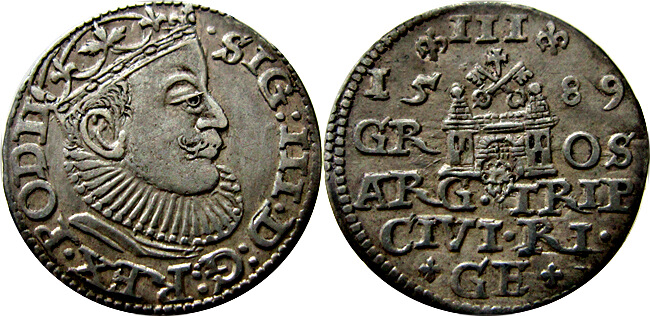 Trojak 1589, Ryga. Iger R.89.1a (R2)