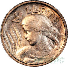 2 zł 1924 róg i pochodnia MENNICZE WYŚMIENITE MS67