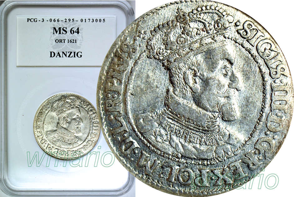 Zygmunt III Waza, ort Gdańsk 1621, MS64