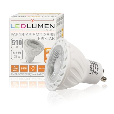 Żarówka GU10 5,5W=55W LED 510lm WW NIEMRUGAJĄCA