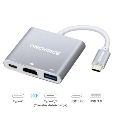 ADAPTER USB C 3.1 - HDMI USB 3.0 USB-C MAC 4K NAJ!