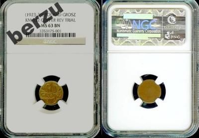 1 gr Cu PROBA JEDNOSTRONNA !  23'-30' NGC MS 63 BN