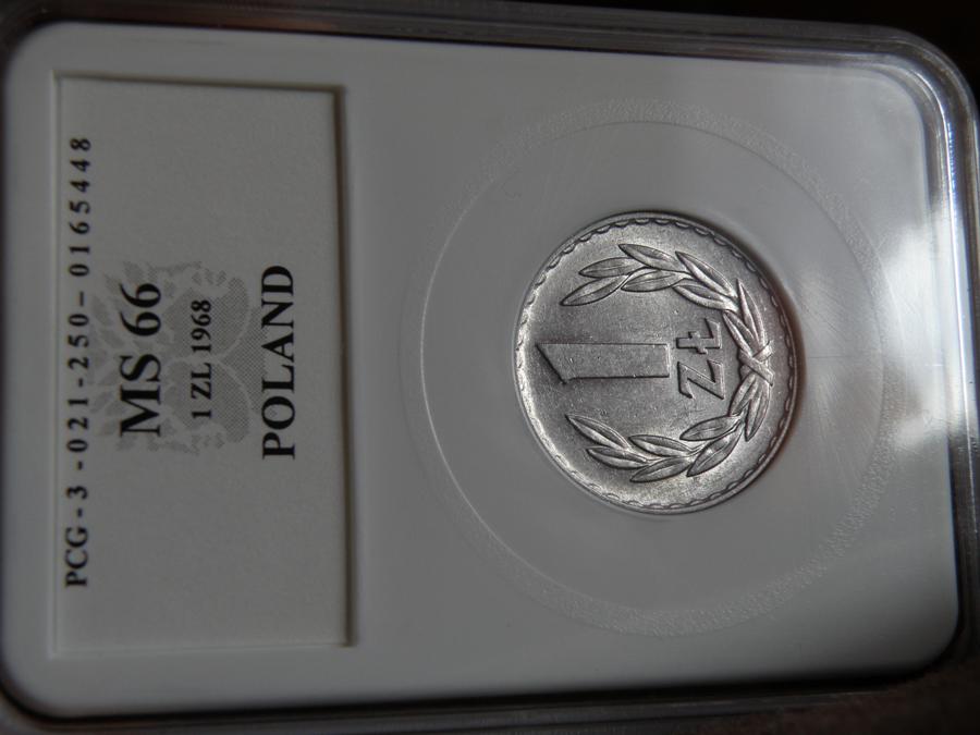PRL 1 złoty 1968 Grading MS 66 - MAX NOTA !!! RR
