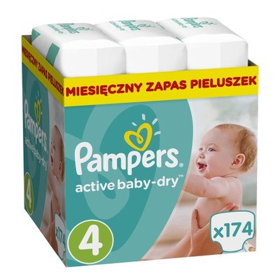 PAMPERS Pieluszki ZAPAS 4 Maxi aż 174 sztuk