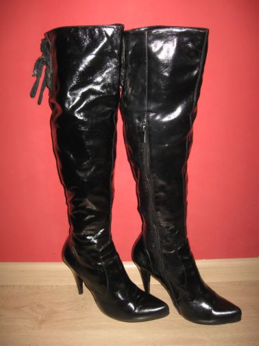 Kozaki Muszkieterk 40 10cm Obcas Latex Sexy