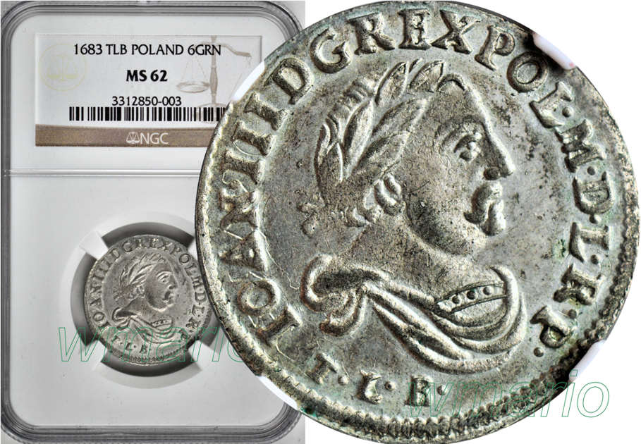SZÓSTAK 1683 r, Bydgoszcz, perfekcyjny NGC MS62