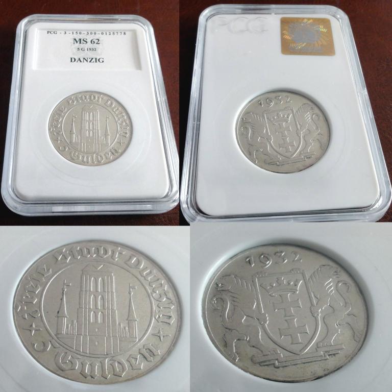 5 GULDENÓW 1932r.  WOLNE MIASTO GDAŃSK MS 62