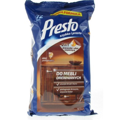 PRESTO Ściereczki nawilżane do Mebli Drewnianych