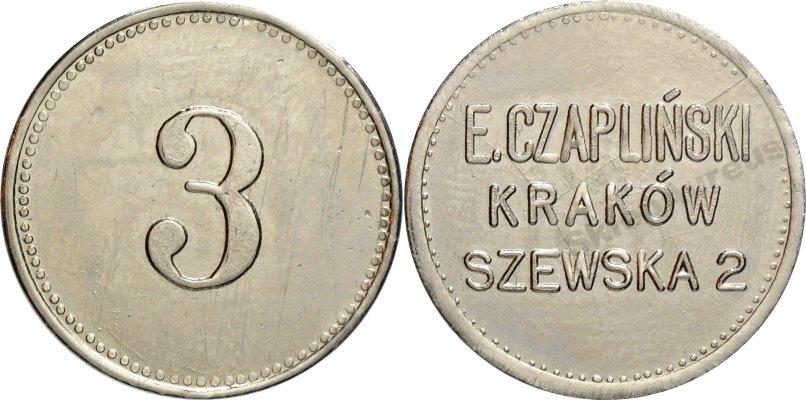 ŻETON CZAPLIŃSKI KRAKÓW SZEWSKA 2 NOMINAŁ 3