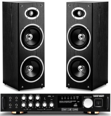 ZESTAW STEREO 2x200W WZMACNIACZ BLUETOOTH BT MP3