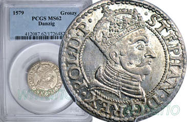 Barory, Grosz 1579 Gdańsk, menniczy, PCGS MS62