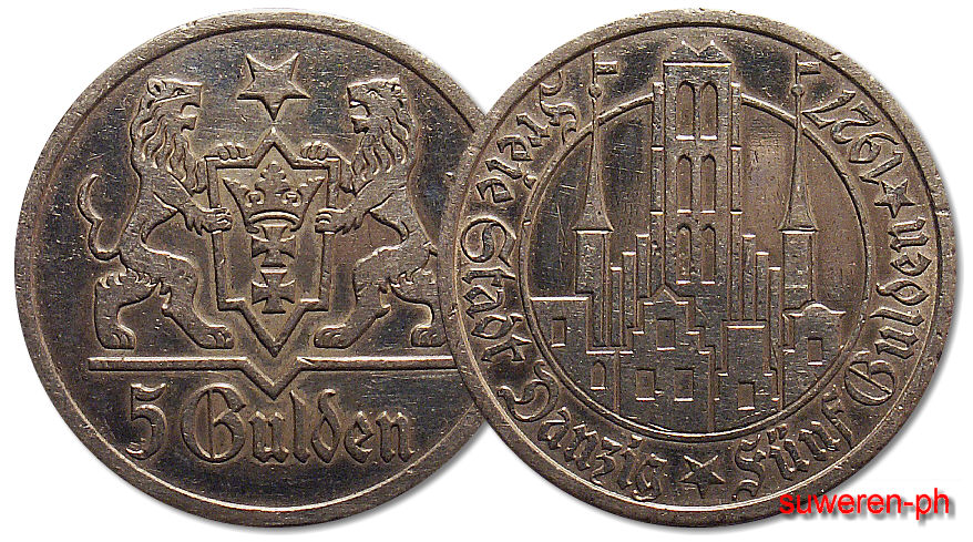 60.WM GDANSK, 5 GULDENOW 1927 KOSCIOL MARII PANNY
