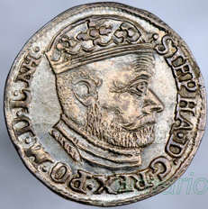 K30-86 BATORY Trojak 1586 Olkusz HYBRYDA PCGS AU58