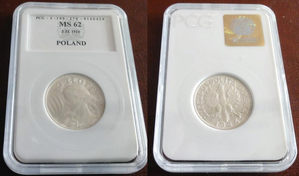 2 ZŁOTE 1924r. MS62 śliczna LITERKA H rarytas