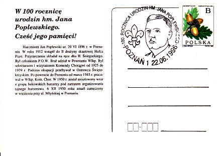 HARCERSTWO 1996 Poznań Poplewski karta okolicznośc