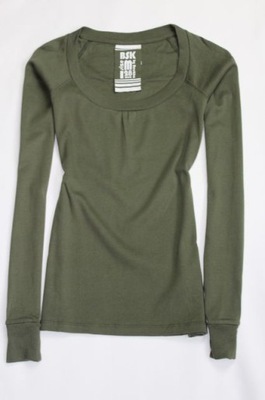ŚLICZNA BLUZKA KHAKI RĘKAW BAWEŁNA BERSHKA r.M