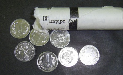 1 złoty 1990 stan menniczy, z rolki ,